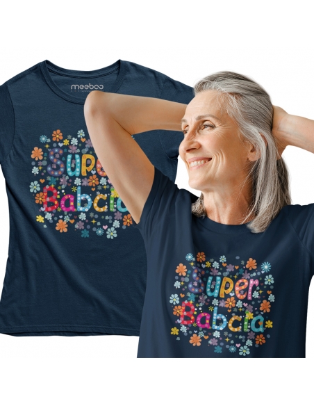 KOSZULKA SUPER BABCIA KWIATY