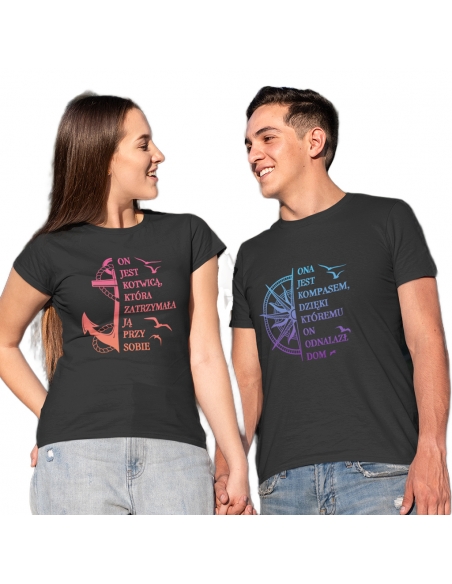 ZESTAW KOSZULEK DLA PAR KOMPAS I KOTWICA