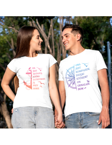 ZESTAW KOSZULEK DLA PAR KOMPAS I KOTWICA