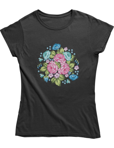 KOSZULKA DAMSKA WIOSENNA RÓŻOWY KWIAT