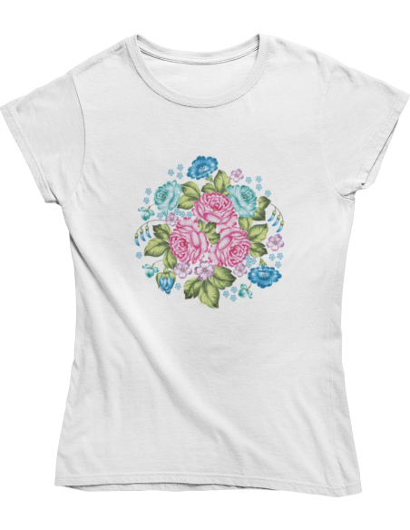 KOSZULKA DAMSKA WIOSENNA RÓŻOWY KWIAT