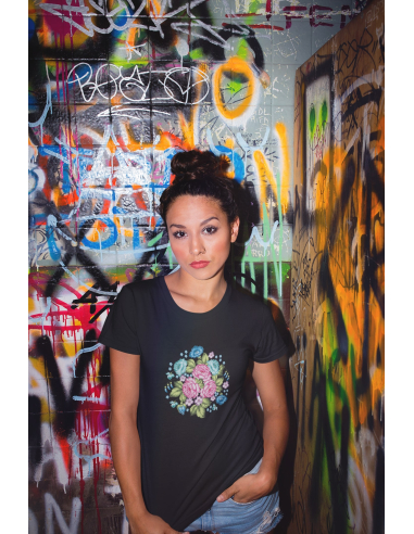 KOSZULKA DAMSKA WIOSENNA RÓŻOWY KWIAT