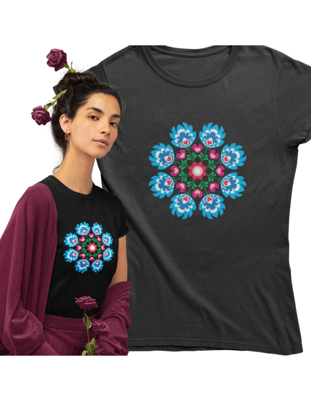 KOSZULKA DAMSKA WIOSENNA NIEBIESKI KWIAT