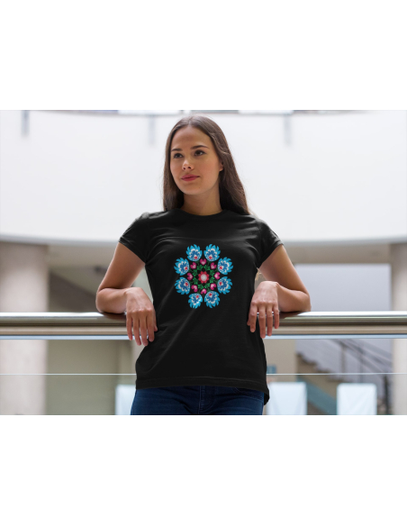 KOSZULKA DAMSKA WIOSENNA NIEBIESKI KWIAT