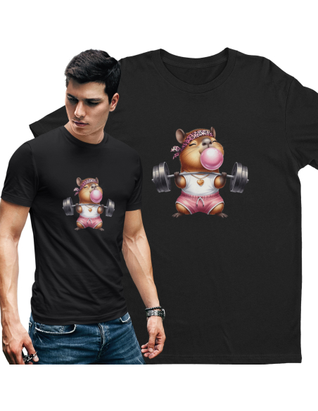 KOSZULKA MĘSKA Kapibara ze sztangą