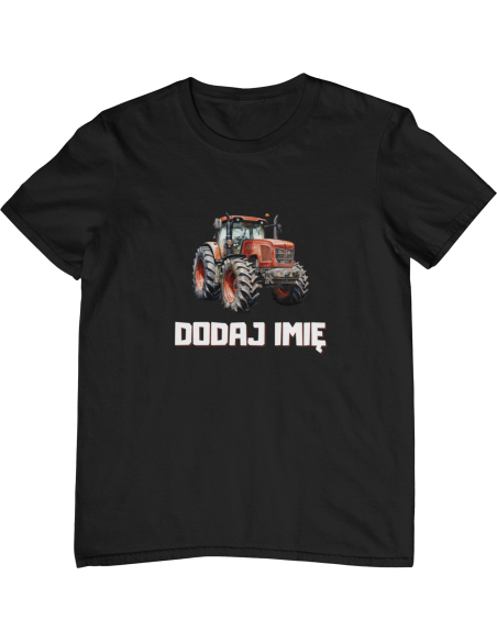 Koszulka DZIECIĘCA czerwony ciągnik z wybranym imieniem