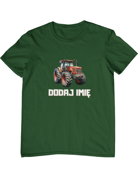 Koszulka DZIECIĘCA czerwony ciągnik z wybranym imieniem