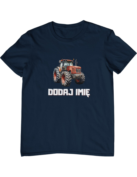 Koszulka DZIECIĘCA czerwony ciągnik z wybranym imieniem