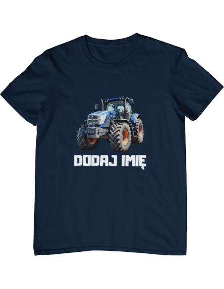 Koszulka DZIECIĘCA niebieski ciągnik z wybranym imieniem