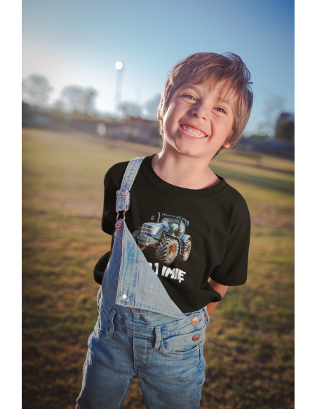 Koszulka DZIECIĘCA niebieski ciągnik z wybranym imieniem