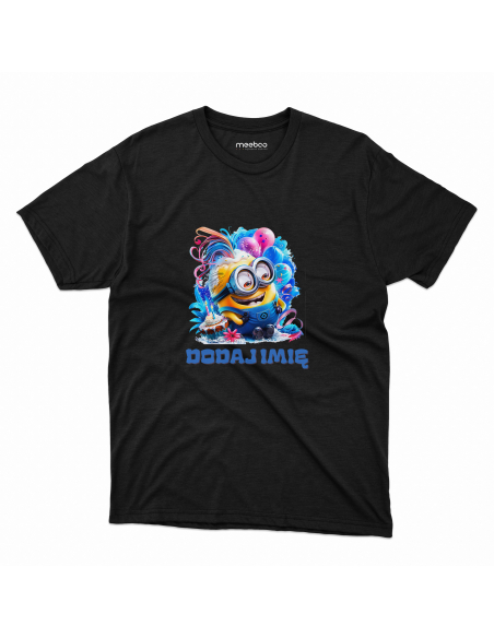 Koszulka DZIECIĘCA Siedzący minionek z wybranym imieniem