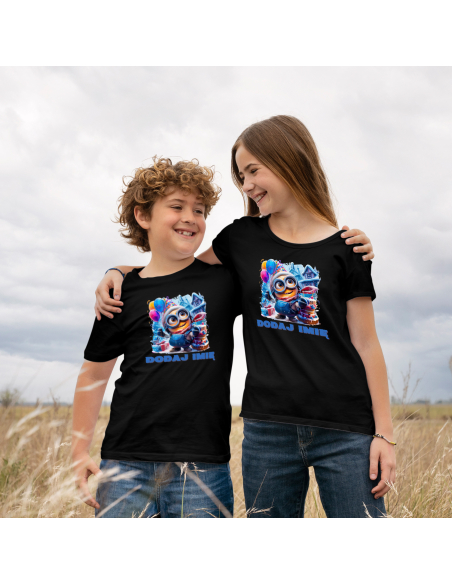 Koszulka DZIECIĘCA Uśmiechnięty minionek z wybranym imieniem