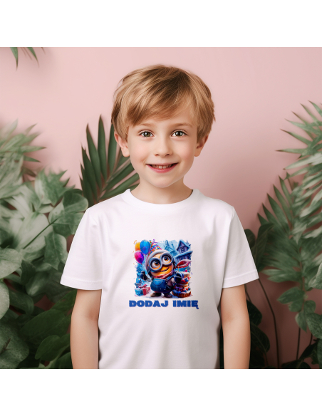 Koszulka DZIECIĘCA Uśmiechnięty minionek z wybranym imieniem
