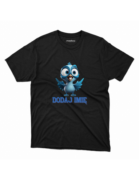 Koszulka DZIECIĘCA Niebieski ptaszek z wybranym imieniem