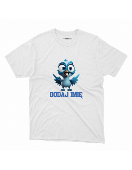 Koszulka DZIECIĘCA Niebieski ptaszek z wybranym imieniem