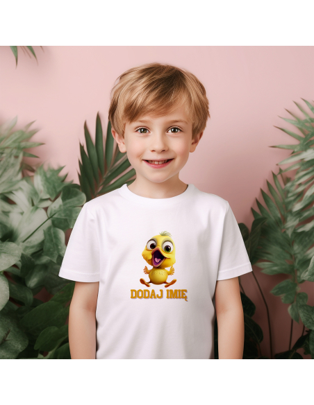 Koszulka DZIECIĘCA Żółty ptaszek z wybranym imieniem