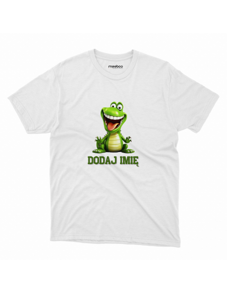 Koszulka DZIECIĘCA Szczęśliwy dinozaur z wybranym imieniem