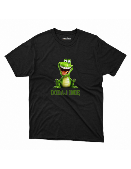 Koszulka DZIECIĘCA Szczęśliwy dinozaur z wybranym imieniem