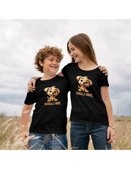 Koszulka DZIECIĘCA Szczęśliwy piesek z wybranym imieniem