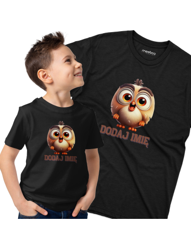 Koszulka DZIECIĘCA Szczęśliwy sowa z wybranym imieniem