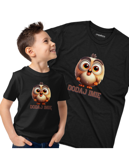 Koszulka DZIECIĘCA Szczęśliwy sowa z wybranym imieniem