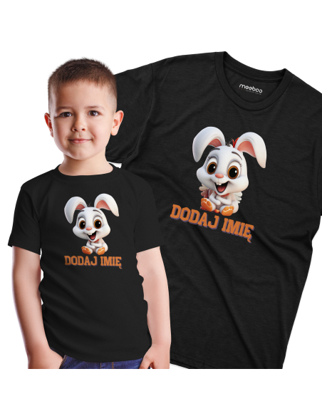 Koszulka DZIECIĘCA Szczęśliwy króliczek z wybranym imieniem