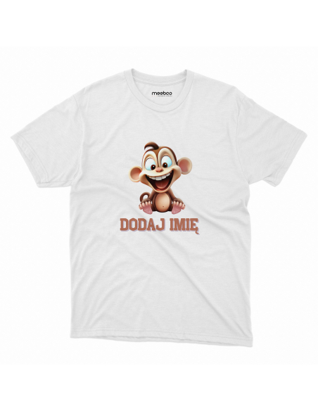 Koszulka DZIECIĘCA Szczęśliwa małpka z wybranym imieniem