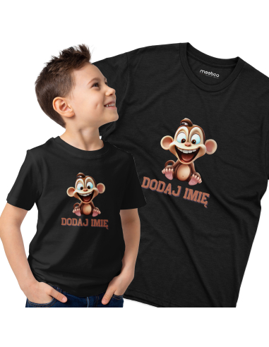 Koszulka DZIECIĘCA Szczęśliwa małpka z wybranym imieniem