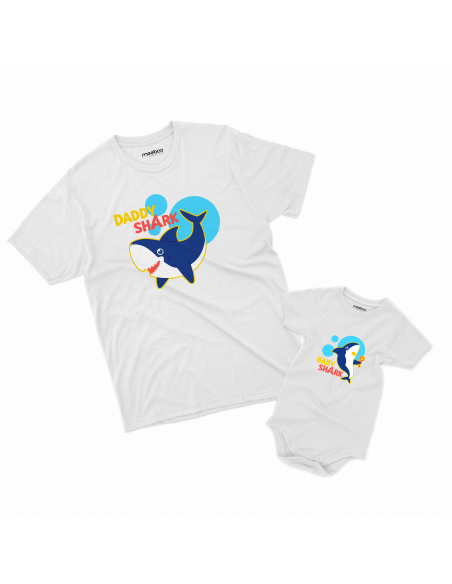 Zestaw KOSZULKA MĘSKA + KOSZULKA LUB BODY DZIECIĘCE Baby shark