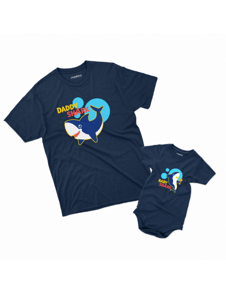 Zestaw KOSZULKA MĘSKA + KOSZULKA LUB BODY DZIECIĘCE Baby shark