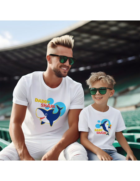 Zestaw KOSZULKA MĘSKA + KOSZULKA LUB BODY DZIECIĘCE Baby shark