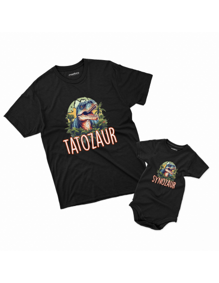 Zestaw KOSZULKA MĘSKA + KOSZULKA LUB BODY DZIECIĘCE Tatozaur i dynozaur