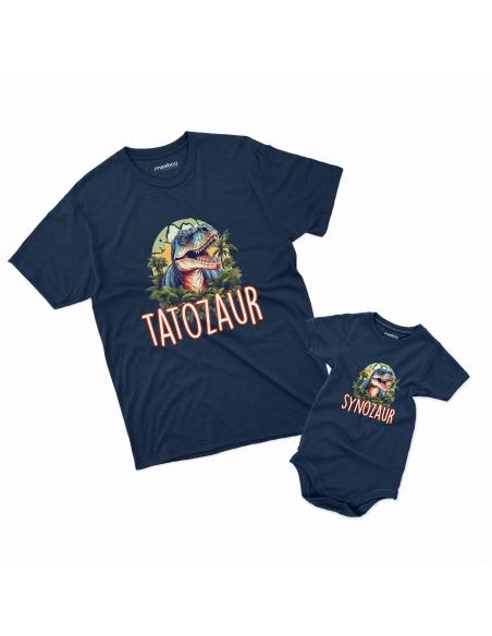 Zestaw KOSZULKA MĘSKA + KOSZULKA LUB BODY DZIECIĘCE Tatozaur i dynozaur