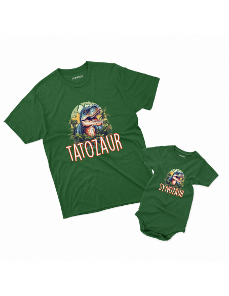 Zestaw KOSZULKA MĘSKA + KOSZULKA LUB BODY DZIECIĘCE Tatozaur i dynozaur