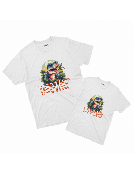 Zestaw KOSZULKA MĘSKA + KOSZULKA LUB BODY DZIECIĘCE Tatozaur i dynozaur