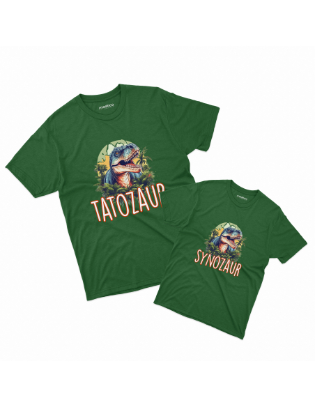 Zestaw KOSZULKA MĘSKA + KOSZULKA LUB BODY DZIECIĘCE Tatozaur i dynozaur