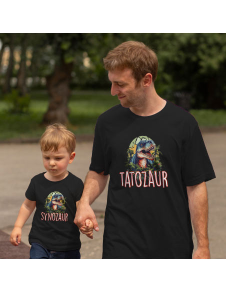 Zestaw KOSZULKA MĘSKA + KOSZULKA LUB BODY DZIECIĘCE Tatozaur i dynozaur
