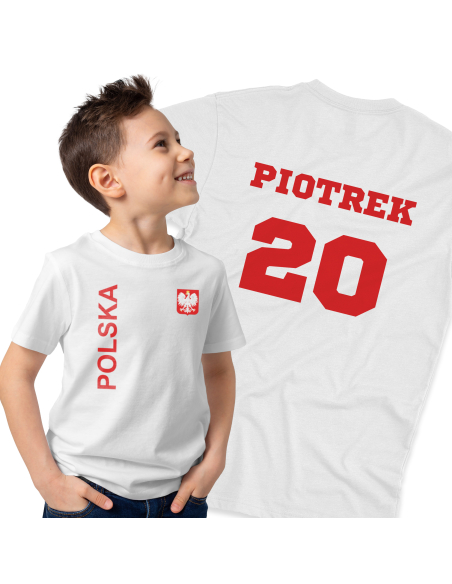 Koszulka DZIECIĘCA Kibic POLSKI z Twoim imieniem