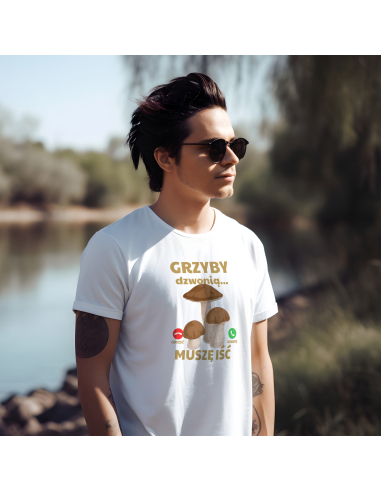 KOSZULKA MĘSKA Grzyby dzwonią, muszę iść