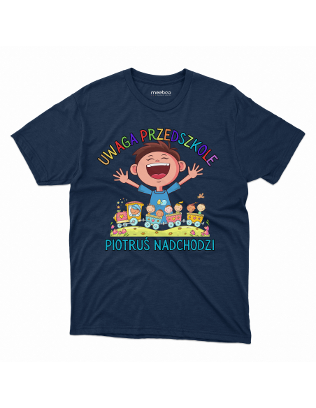 Koszulka DZIECIĘCA Uwaga przedszkole + Twoje imię
