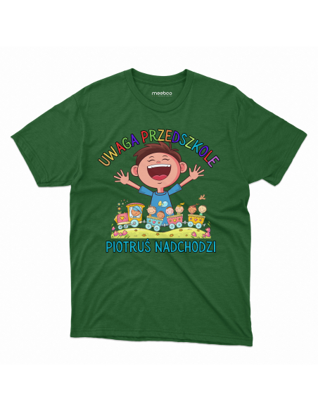 Koszulka DZIECIĘCA Uwaga przedszkole + Twoje imię