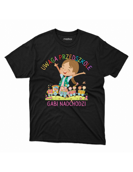 Koszulka DZIECIĘCA Uwaga przedszkole + Wybrane imię