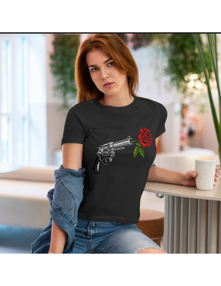 KOSZULKA DAMSKA Guns N' Roses rewolwer z różą