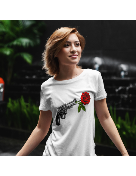 KOSZULKA DAMSKA Guns N' Roses rewolwer z różą