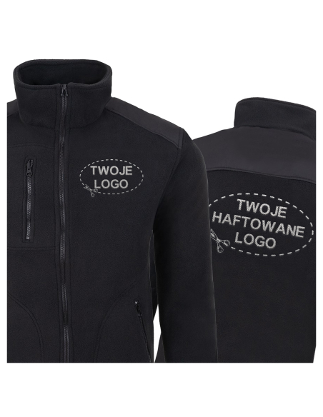 Gruby POLAR 340 z wyhaftowanym Twoim logo - Czarny/Czarny