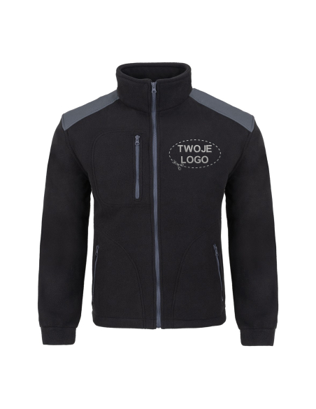 Gruby POLAR 340 z wyhaftowanym Twoim logo - Czarny/Grafit