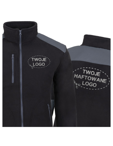 Gruby POLAR 340 z wyhaftowanym Twoim logo - Czarny/Grafit