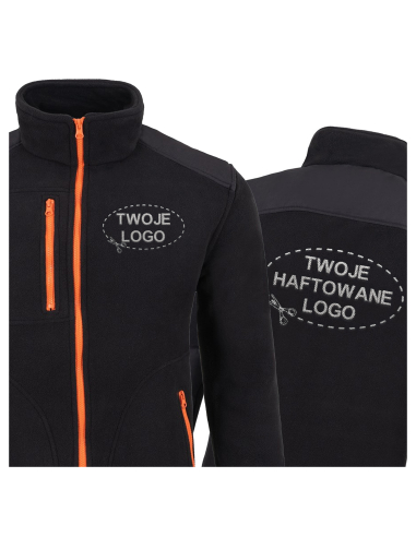 Gruby POLAR 340 z wyhaftowanym Twoim logo - Czarny/Pomarańczowy