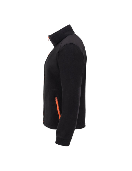 Gruby POLAR 340 z wyhaftowanym Twoim logo - Czarny/Pomarańczowy