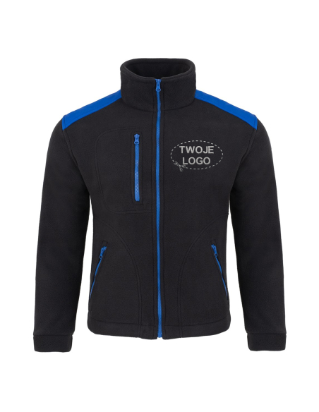 Gruby POLAR 340 z wyhaftowanym Twoim logo - Czarny/Królewski niebieski